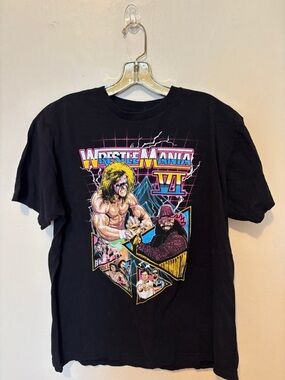 LG Black WrestleMania VI Retro Graphic Tee